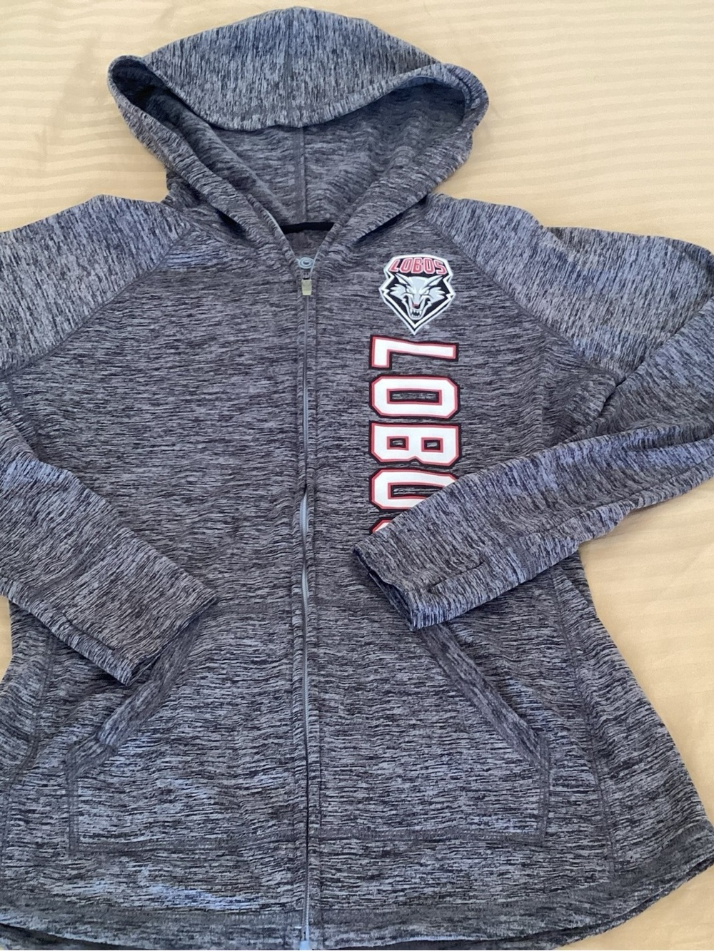 Heather Navy Lobos Full-Zip Hoodie Jacket